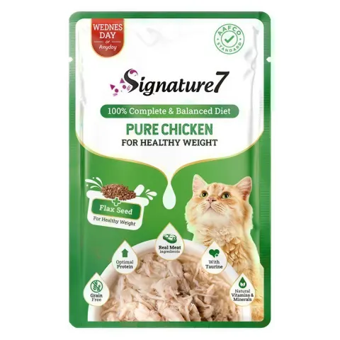 Signature7 - طعام رطب للقطط البالغة دجاج صافي لوزن صحي