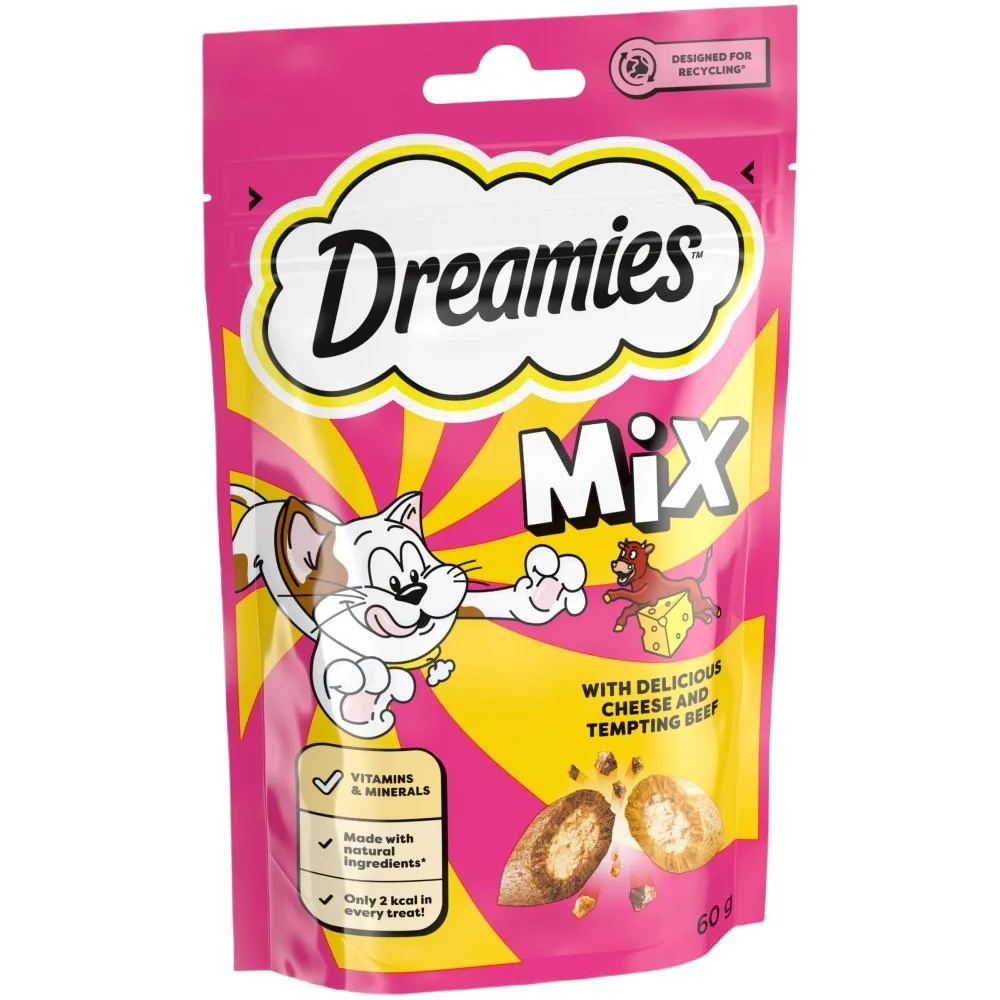 Dreamies Mix With Delicious Cheese & Tempting Beef 60g