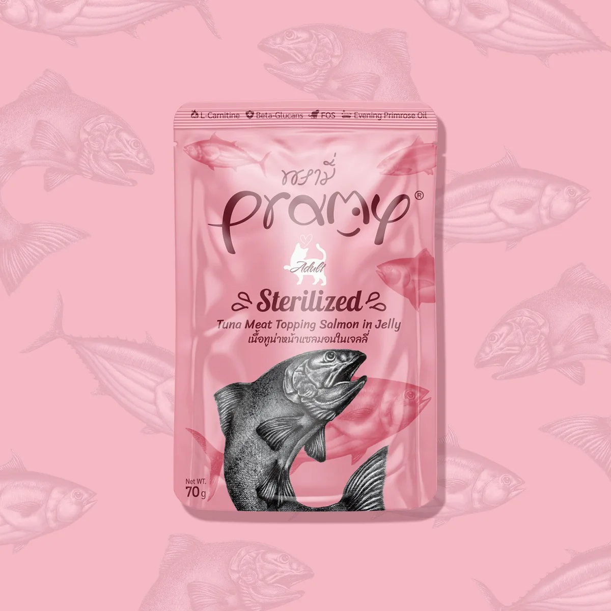 Pramy Functional Sterilized Tuna Topping Salmon in Jelly Recipe 70g