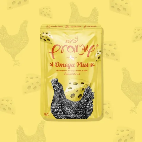 Pramy Functional Omega Plus Chicken Topping Cheese in Jelly Recipe 70g