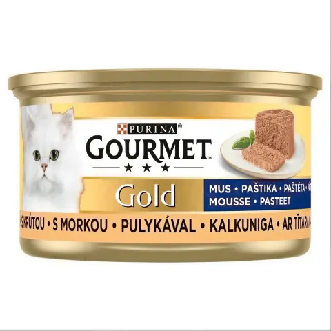 طعام رطب للقطط "گورميه جولد" (Gourmet Gold) - باتيه بالديك الرومي (85 جم)