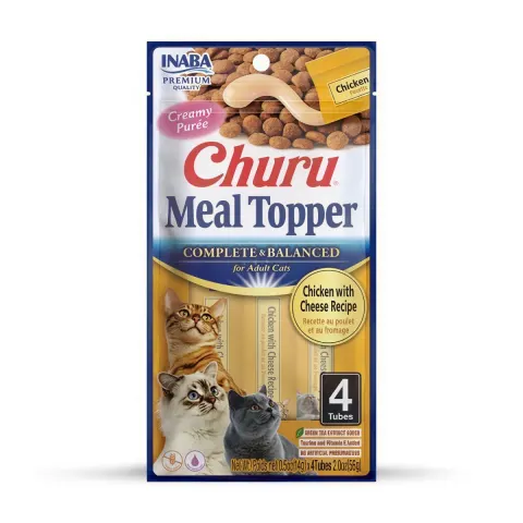 Inaba Churu Meal Topper Complete & Balanced Chicken with Cheese Recipe 4x14g (56g)