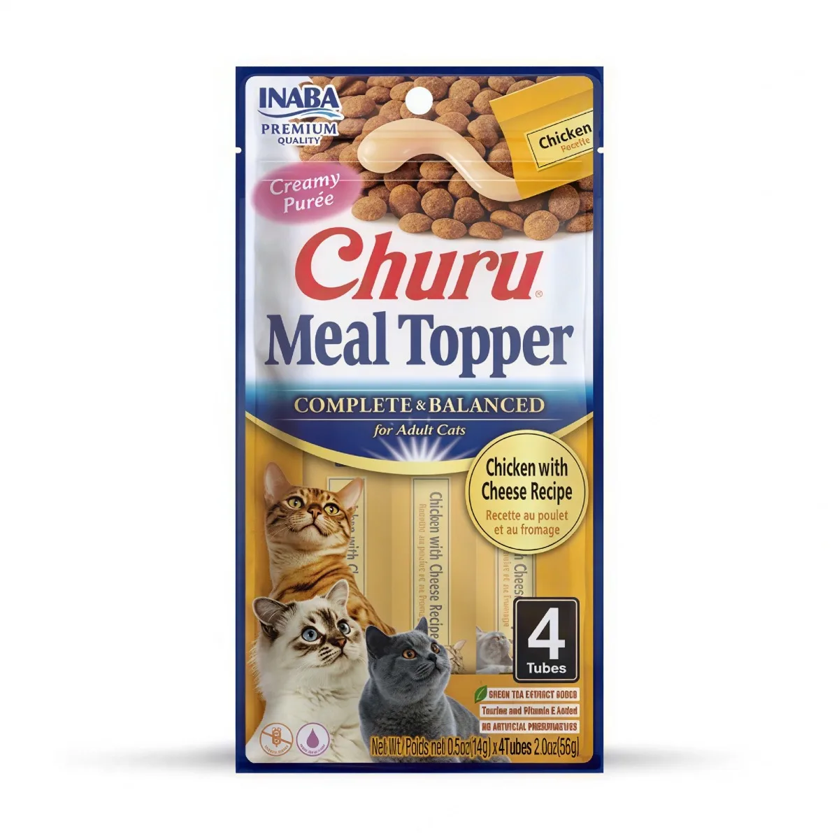 Inaba Churu Meal Topper Complete & Balanced Chicken with Cheese Recipe 4x14g (56g)