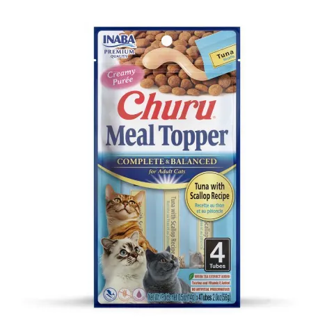 Inaba Churu Meal Topper Complete & Balanced Tuna with Scallop Recipe 4x14g (56g)
