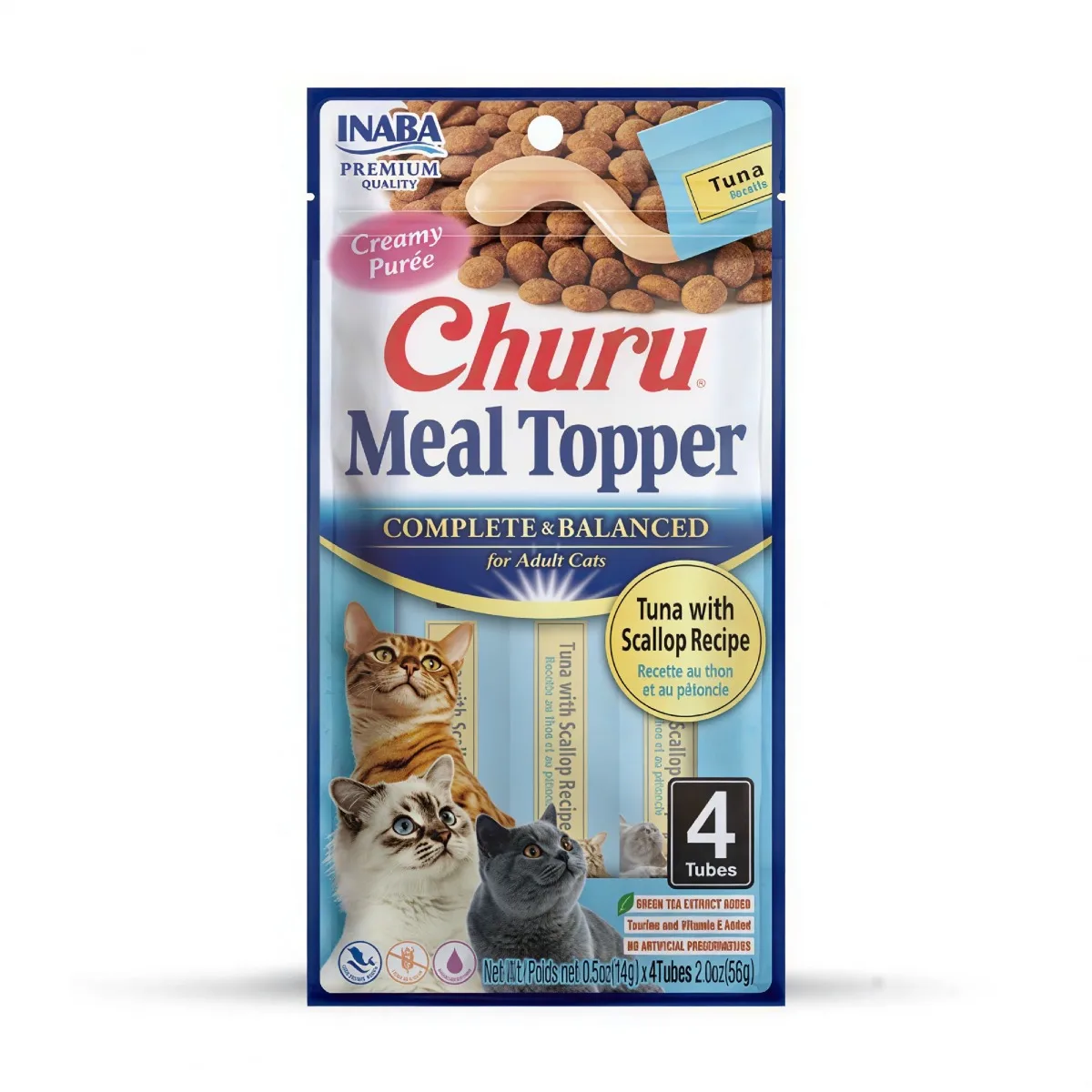 Inaba Churu Meal Topper Complete & Balanced Tuna with Scallop Recipe 4x14g (56g)