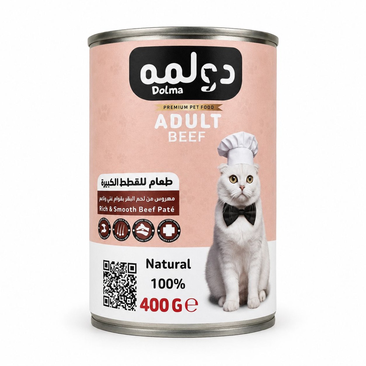 علبة طعام رطب دولمه للقطط الكبيرة (البالغة) بلحم البقر