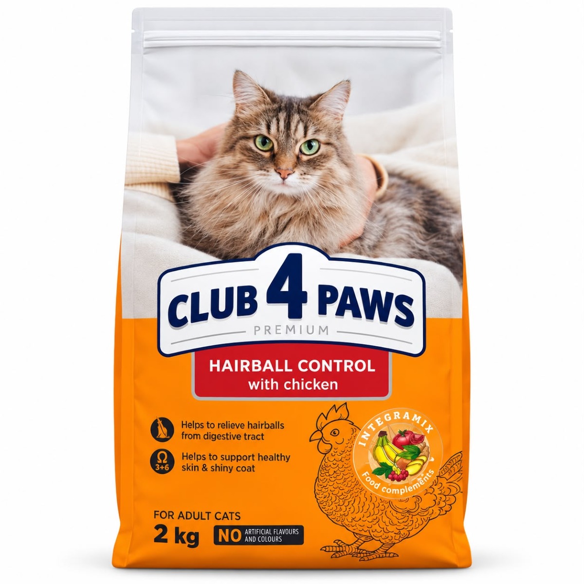 دراي فود CLUB 4 PAWS دجاج لكرات الشعر