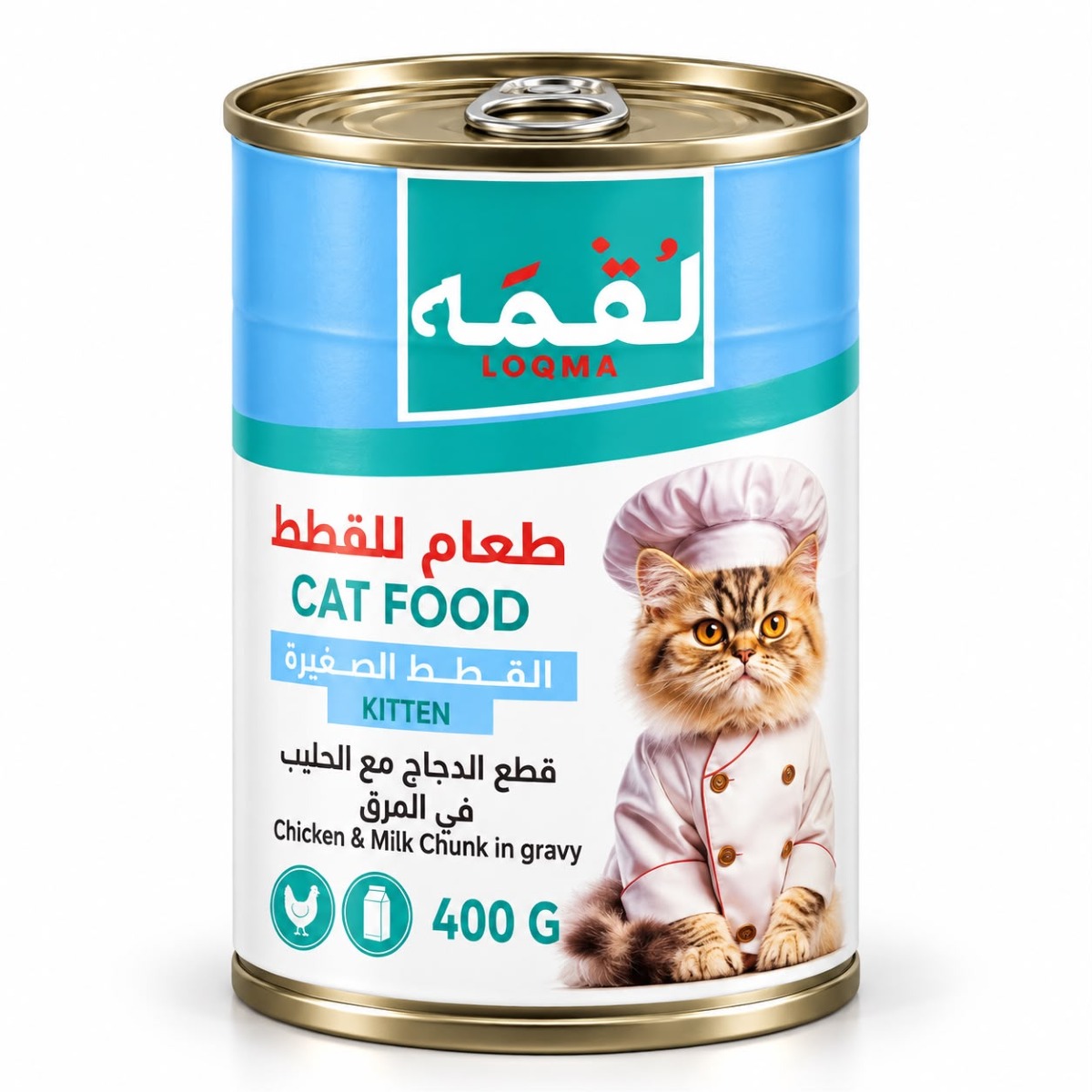 علبة لقمة دجاج وحليب للكتن